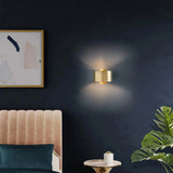Aplique de pared latón LED moderno circular giratorio para dormitorio
