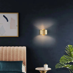 Aplique de pared latón LED moderno circular giratorio para dormitorio