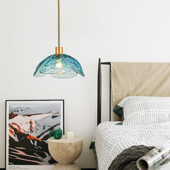 Luz colgante de dormitorio de vidrio multicolores en forma de flor