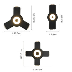 Aplique de pared exterior moderno LED IP65 de metal negro