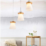 Luz de colgante minimalista de madera trapezoidal de lámpara blanca