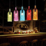 Lámpara colgante de botella de vidrio de colores