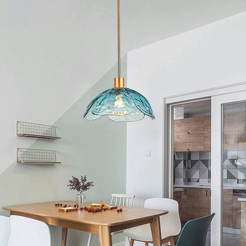 Luz colgante de dormitorio de vidrio multicolores en forma de flor