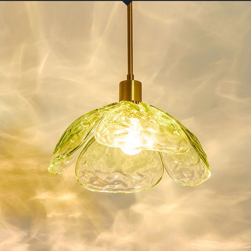Luz colgante de dormitorio de vidrio multicolores en forma de flor