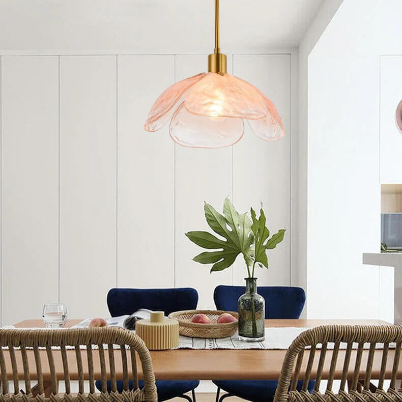 Luz colgante de dormitorio de vidrio multicolores en forma de flor