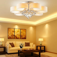Lámpara de Techo LED Moderna de Cristal con Luz Tricolor Ajustable para Salón