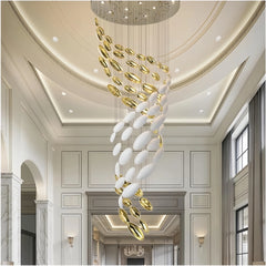 Lámpara colgante para escalera de vidrio diseño huevo de dragón dorado moderno