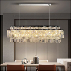 Lámpara colgante de cristal rectangular LED de lujo para comedor
