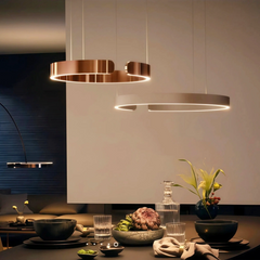 Lámpara colgante de anillo moderna con LED regulable en altura para comedor