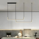 Lámpara colgante minimalista LED de diseño lineal regulable en altura para isla de cocina