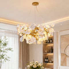 Lámpara colgante de hojas con cerámica elegante y altura regulable para comedor