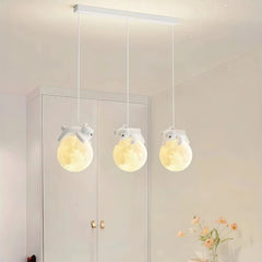Lámpara colgante de tres luces LED infantil con diseño de osos y conejos para isla de cocina