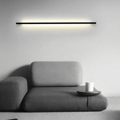 Aplique lineal de pared de estilo minimalista negro en metal para salón