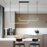 Lámpara colgante minimalista LED de diseño lineal regulable en altura para isla de cocina