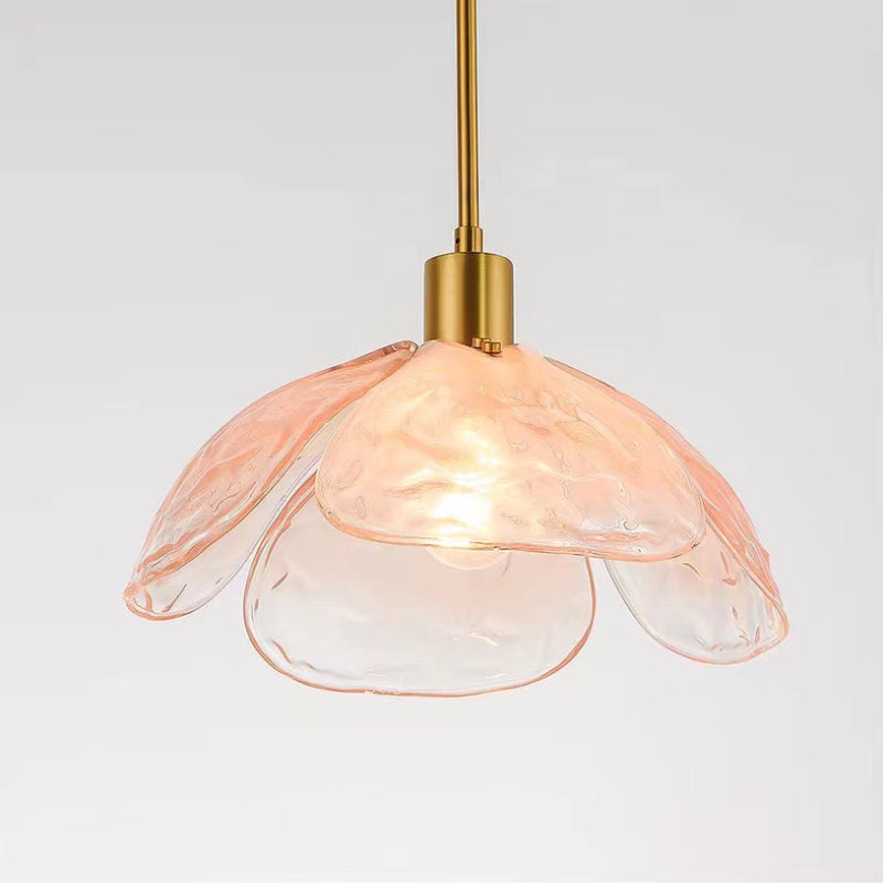 Luz colgante de dormitorio de vidrio multicolores en forma de flor