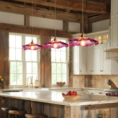 Lámpara colgante flor de cristal rosa vintage ajustable en altura para comedor