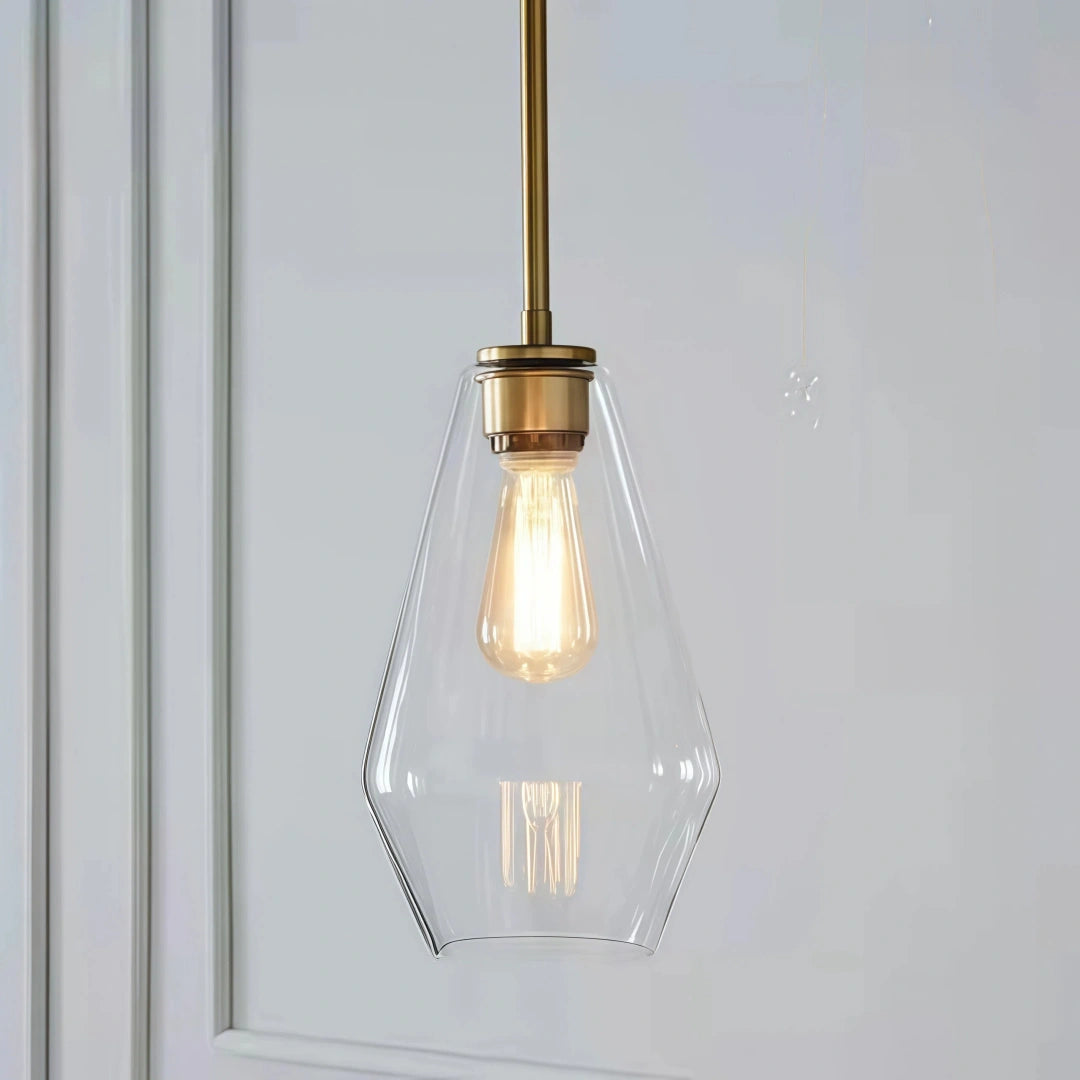 Lámpara colgante de vidrio moderna con diseño geométrico regulable en altura para comedor