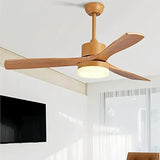 Ventilador de techo con luz de madera silencioso nórdico para salón