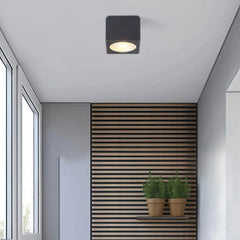 Foco de superficie LED IP65 rectangular negro moderno para pasillo
