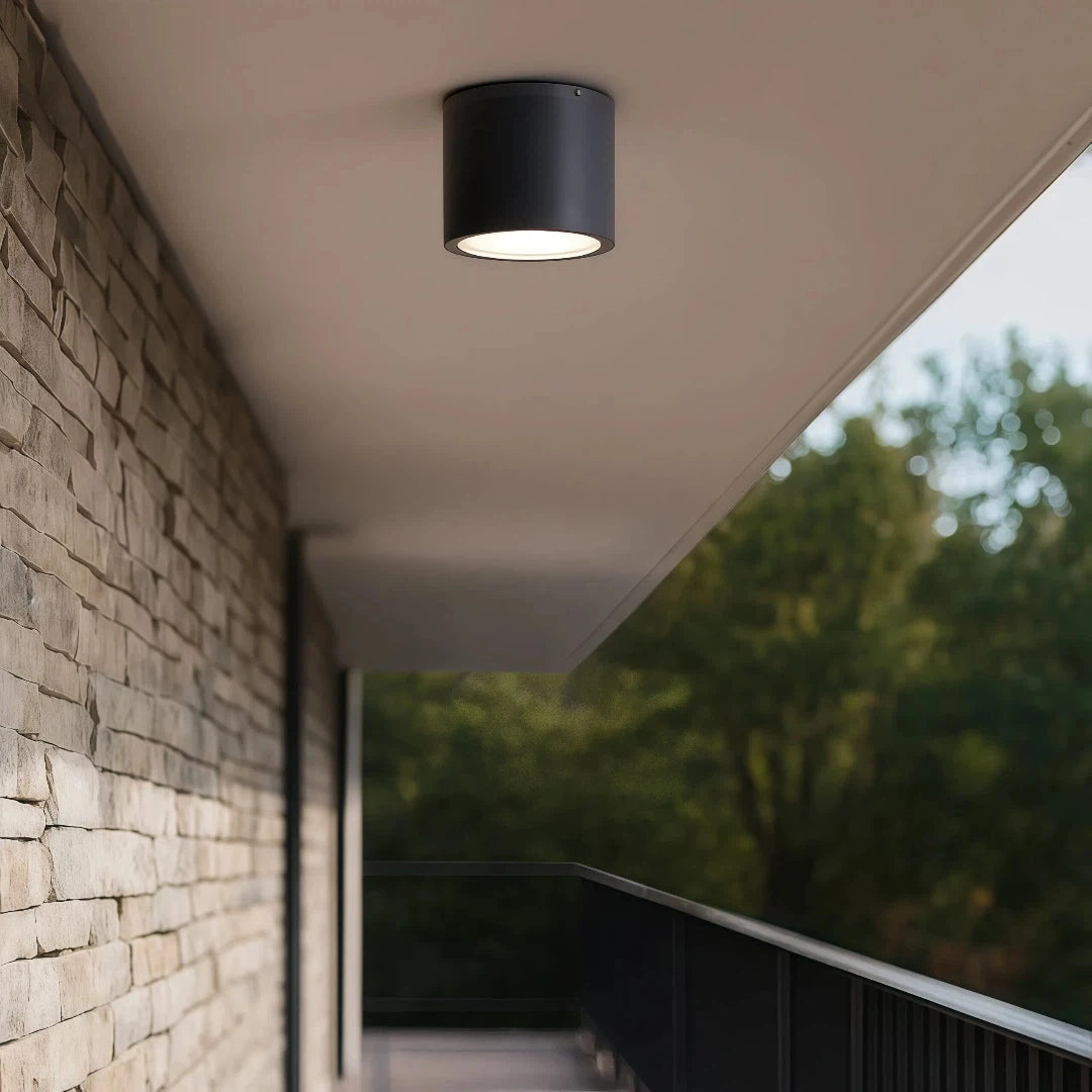 Foco LED de superficie exterior impermeable de metal gris oscuro moderno