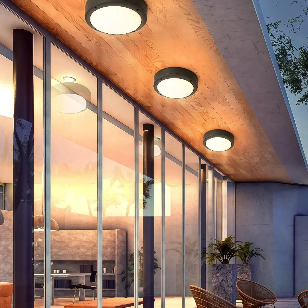 Plafón de techo exterior LED IP65 negro moderno para pasillo