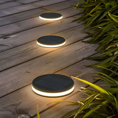 Luz solar de suelo LED moderna negra redonda IP65 para camino