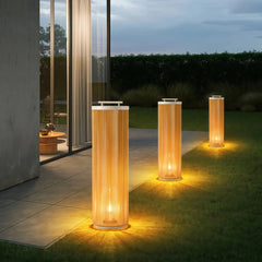 Lámpara solar de pie exterior LED IP65 portátil cilíndrica trenzada