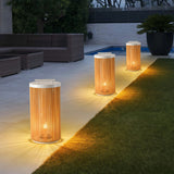 Lámpara solar de pie exterior LED IP65 portátil cilíndrica trenzada