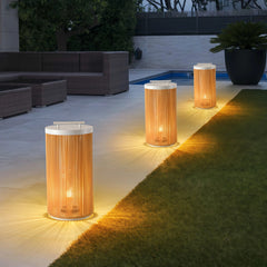 Lámpara solar de pie exterior LED IP65 portátil cilíndrica trenzada