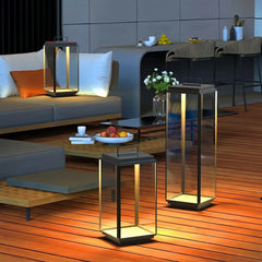 Lámpara solar de pie exterior rectangular LED IP65 portátil con vidrio