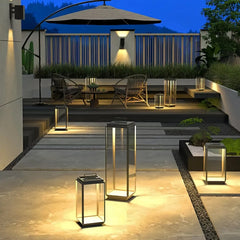 Lámpara solar de pie exterior rectangular LED IP65 portátil con vidrio