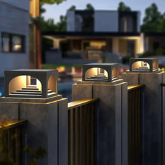 Baliza sobremuro exterior solar LED IP65 de diseño rectangular para pilar