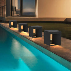 Baliza de jardín exterior negra IP65 rectangular de diseño moderno