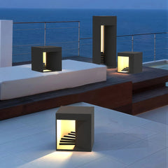 Baliza de jardín exterior negra IP65 rectangular de diseño moderno