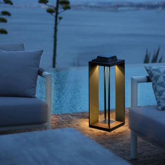 Lámpara solar de pie para exterior LED IP65 portátil con marco rectangular