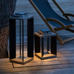 Lámpara solar de pie para exterior LED IP65 portátil con marco rectangular