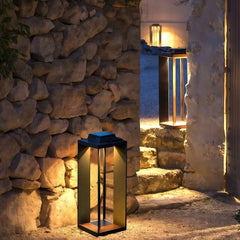 Lámpara solar de pie para exterior LED IP65 portátil con marco rectangular