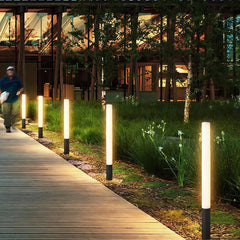 Baliza de exterior jardín LED cilíndrica negra IP65 moderna