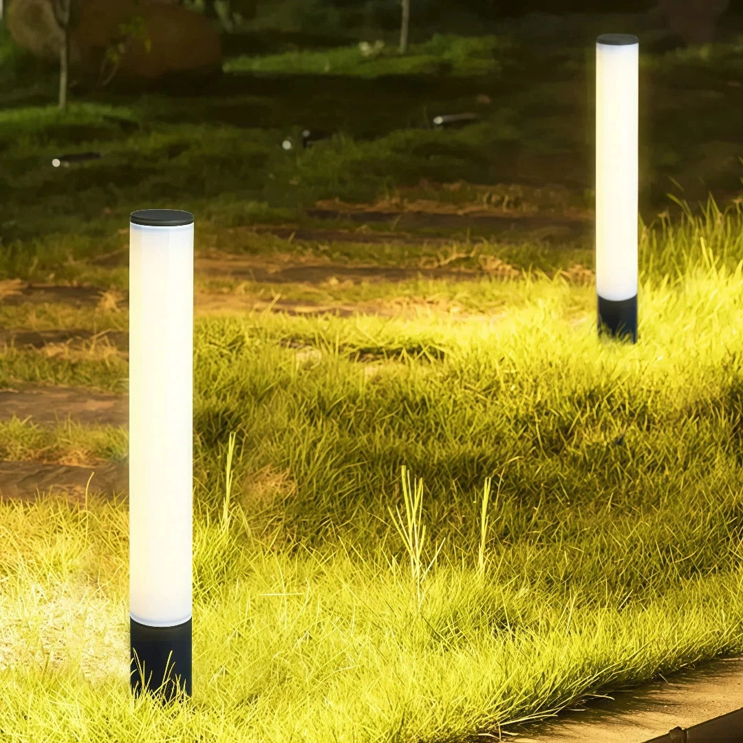 Baliza de exterior jardín LED cilíndrica negra IP65 moderna