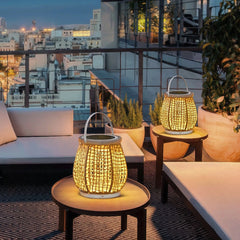 Lámpara de pie solar LED IP65 trenzada portátil para terraza de exterior