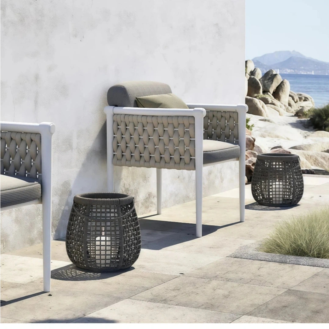 Lámpara de pie solar LED IP65 trenzada portátil para terraza de exterior