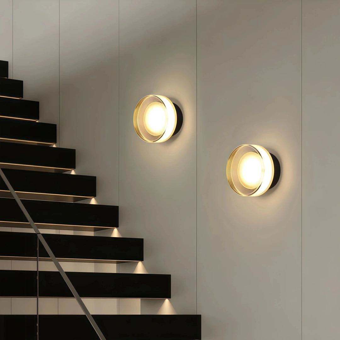 Aplique de pared redondo LED moderno Ø14 cm para pasillo