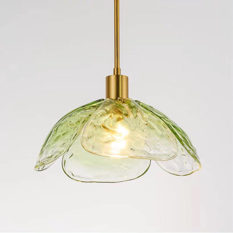 Luz colgante de dormitorio de vidrio multicolores en forma de flor