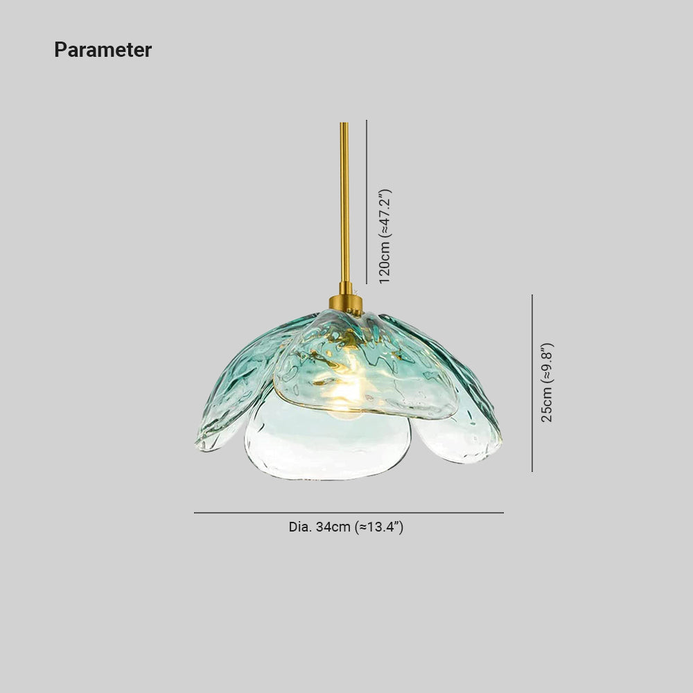 Luz colgante de dormitorio de vidrio multicolores en forma de flor