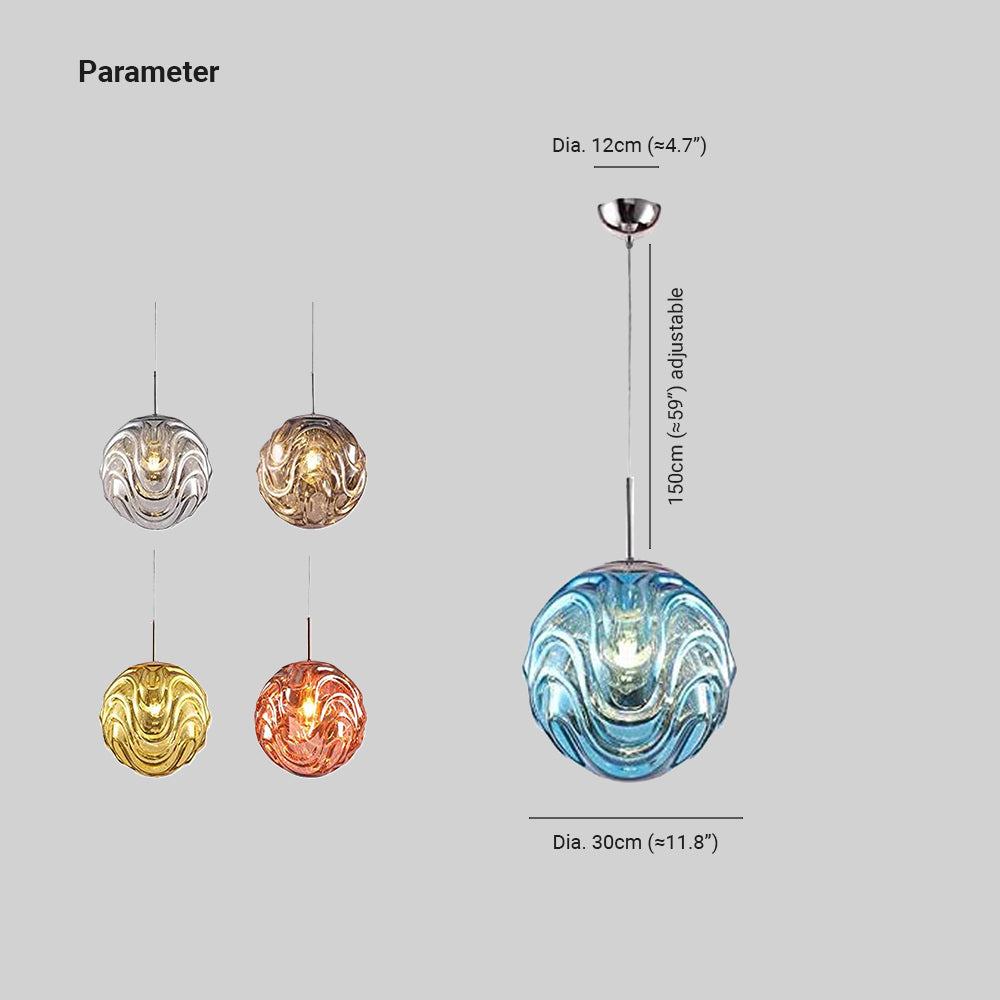 Colorful Wavy Pattern Spherical Glass Pendant Light