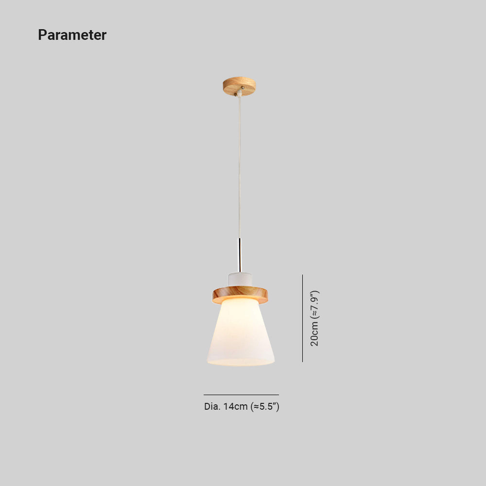 Luz de colgante minimalista de madera trapezoidal de lámpara blanca