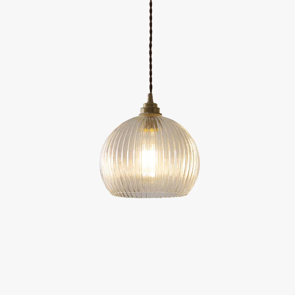 Luz colgante de vidrio esférico transparente a rayas