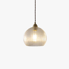 Luz colgante de vidrio esférico transparente a rayas