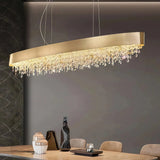 Lámpara colgante de cristal moderna LED para isla de cocina con diseño alargado