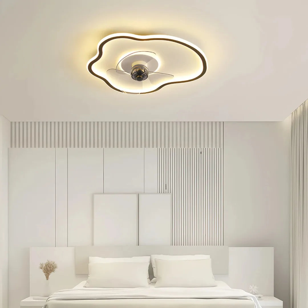 Ventilador de techo con luz moderno de diseño LED silencioso para dormitorio